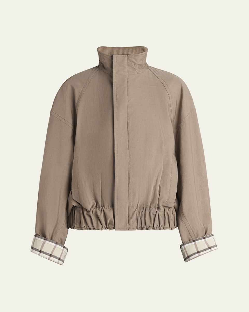 Oversized Zip Fluid Cotton Twill Blouson